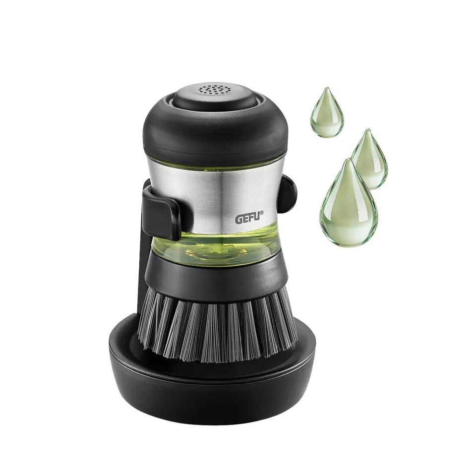 gefu-swift-sp-lmittelb-rste-mit-integriertem-sp-lmittelspender-50-ml-und-abtropf image 1