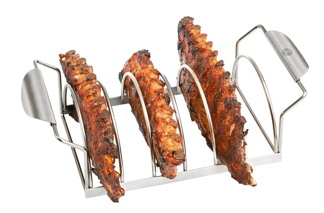 gefu-spare-rib-halter-bbq-aus-edelstahl-f-r-6-rippchen-umdrehbar-als-bratenhalte image 1