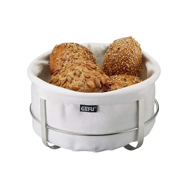 gefu-brotkorb-brunch-runder-brotkorb-mit-edelstahl-gestell-und-waschbarem-stoffe image 1