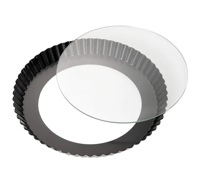 k-chenprofi-tarteform-bake-mit-hebeboden-aus-kristallglas-grau-stahlblech-mit-an image 1