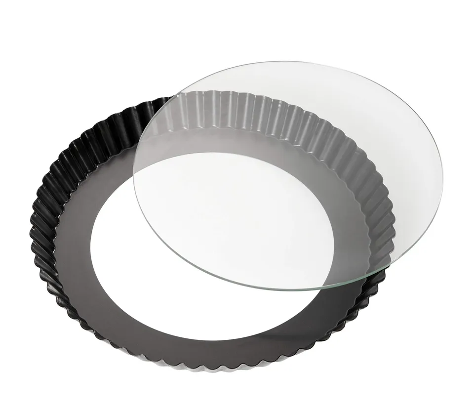 k-chenprofi-tarteform-bake-mit-hebeboden-aus-kristallglas-grau-stahlblech-mit-an image 1