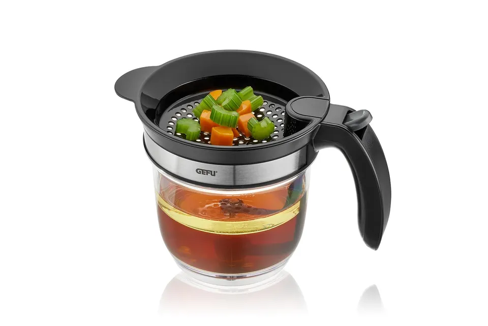 gefu-fett-trennkanne-fluido-1000-ml-mit-auslasshebel-siebeinsatz-zum-entfetten-v image 1