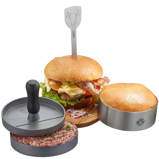 gefu-barbecue-burger-set-3-teilig-mit-burgerpresse-burger-ring-10-8-cm-und-burge image 1