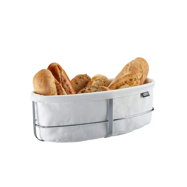 gefu-brotkorb-brunch-oval-wei-edelstahl-gestell-mit-waschbarem-stoffeinsatz-f-r- image 1