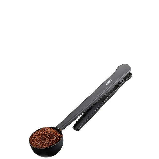 gefu-clippo-kaffeema-mit-verschlusszange-edelstahl-schwarz-matt-7-g-portionierl- image 1