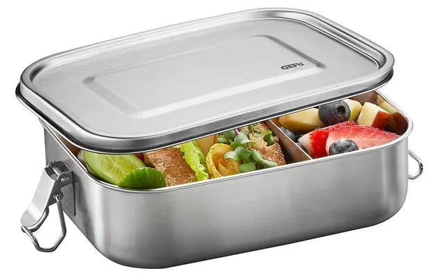 gefu-endure-lunchbox-gro-1-400-ml-auslaufsichere-edelstahl-brotdose-mit-trennste image 1