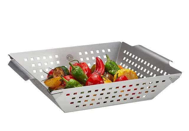 gefu-grillschale-bbq-gro-wiederverwendbare-edelstahl-grillschale-mit-griffen-und image 1