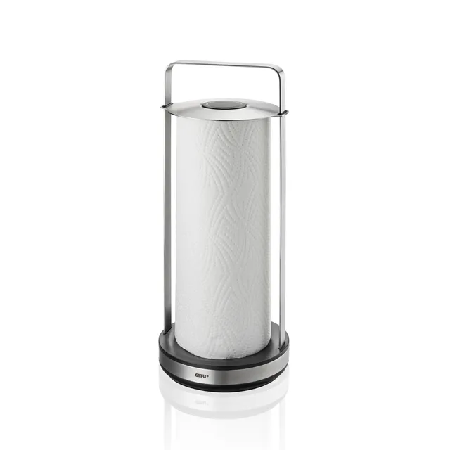 gefu-smartline-k-chenrollenhalter-edelstahl-mit-einhand-abrei-en-gewichtsbasis-r image 1