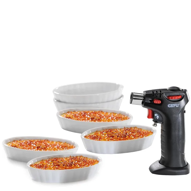 gefu-carmello-cr-me-br-l-e-set-7-teilig-mit-flambierbrenner-und-6-porzellansch-l image 1