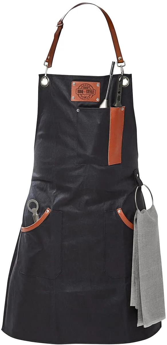 gefu-grillsch-rze-bbq-aus-gewachster-baumwolle-mit-echtleder-details-handtuch-se image 1