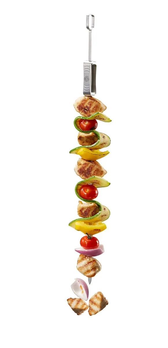 gefu-bbq-grillspie-e-5er-set-edelstahl-45-cm-mit-integriertem-abstreifer image 1