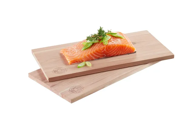 gefu-bbq-zedernholz-grillbretter-2er-set-f-r-fisch-fleisch-gem-se-intensives-rau image 1