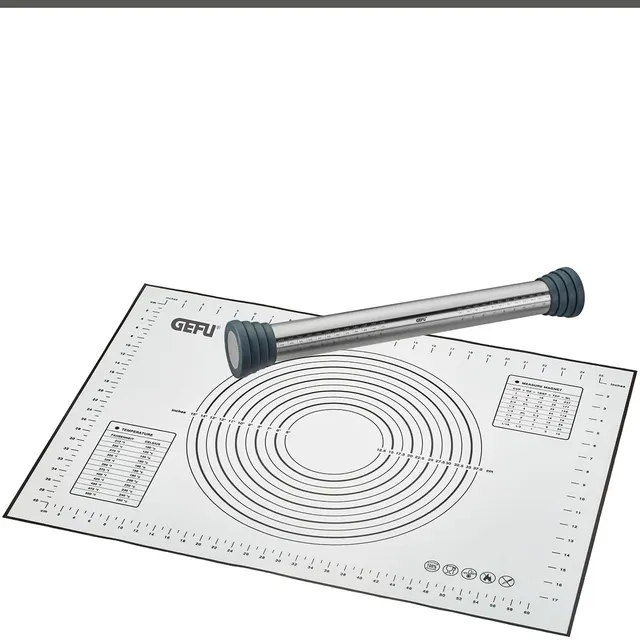 gefu-2er-set-nudelholz-rego-einstellbarer-edelstahl-teigroller-backmatte-pad-ant image 1