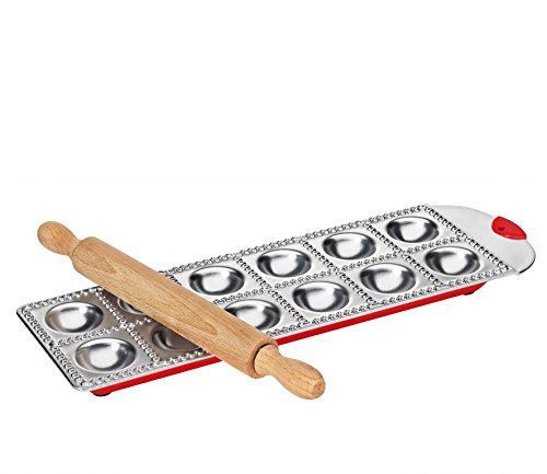 k-chenprofi-raviolibrett-12er-aus-aluminium-mit-holzrolle-f-r-gleichm-ige-selbst image 2