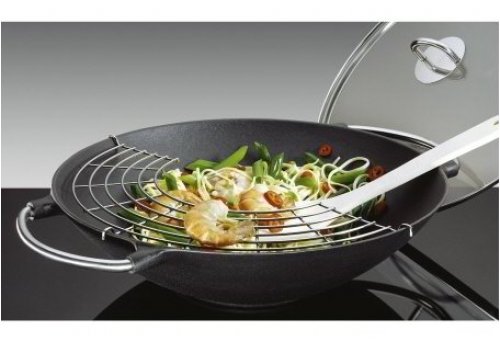 k-chenprofi-wok-set-provence-aluguss-wok-36-cm-mit-glasdeckel-wok-wender-abtropf image 4