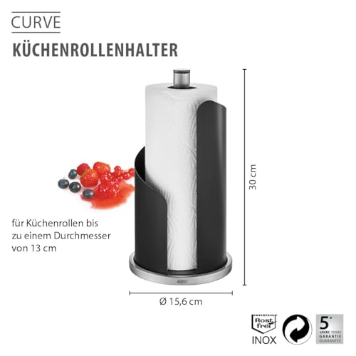 gefu-k-chenrollenhalter-curve-schwarz-matter-edelstahl-halter-mit-rutschfester-b image 7