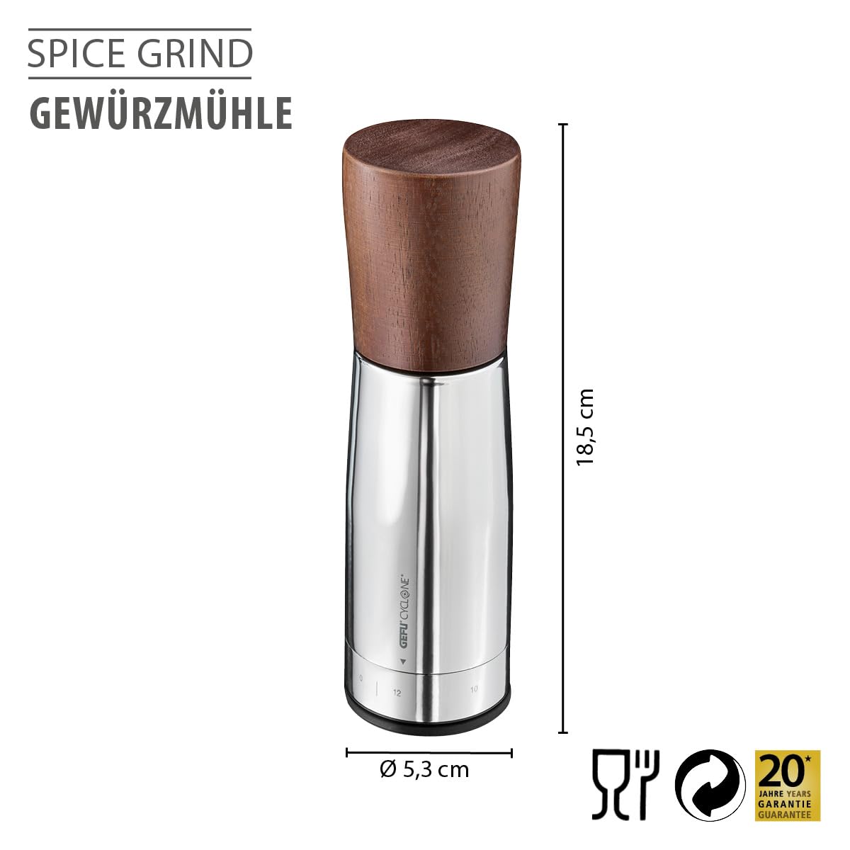 gefu-spice-grind-gew-rzm-hle-keramikm-hle-mit-cyclone-mahlwerk-und-12-stufiger-m image 2