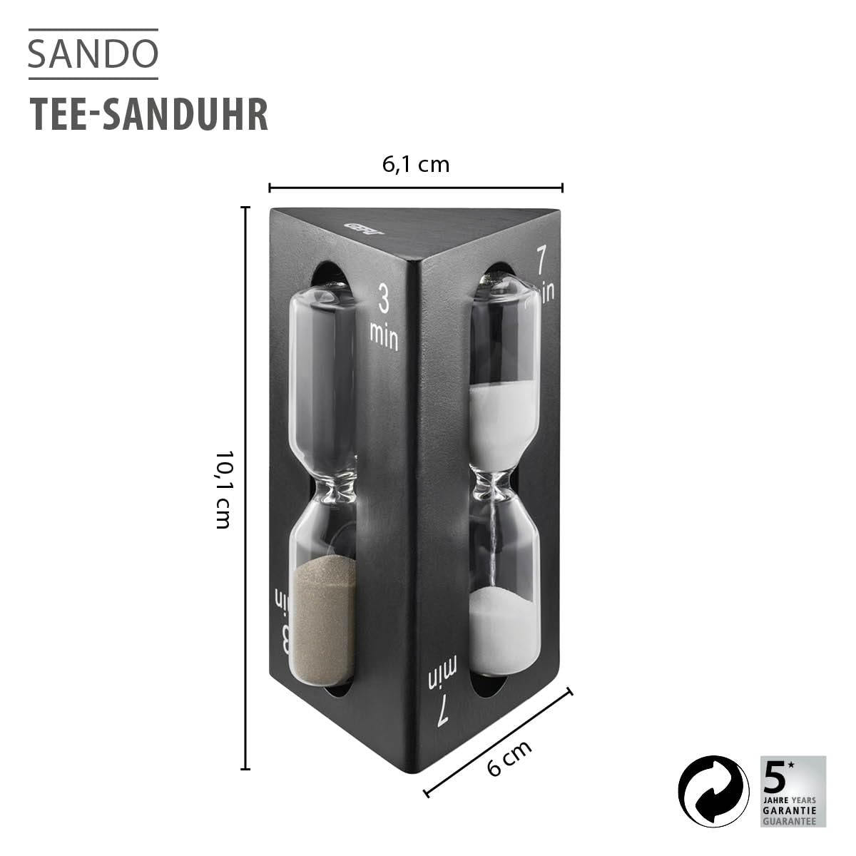 gefu-tee-sanduhr-sando-3-farben-2-3-7-minuten-sanduhr-f-r-tee-weiche-eier-stromf image 2