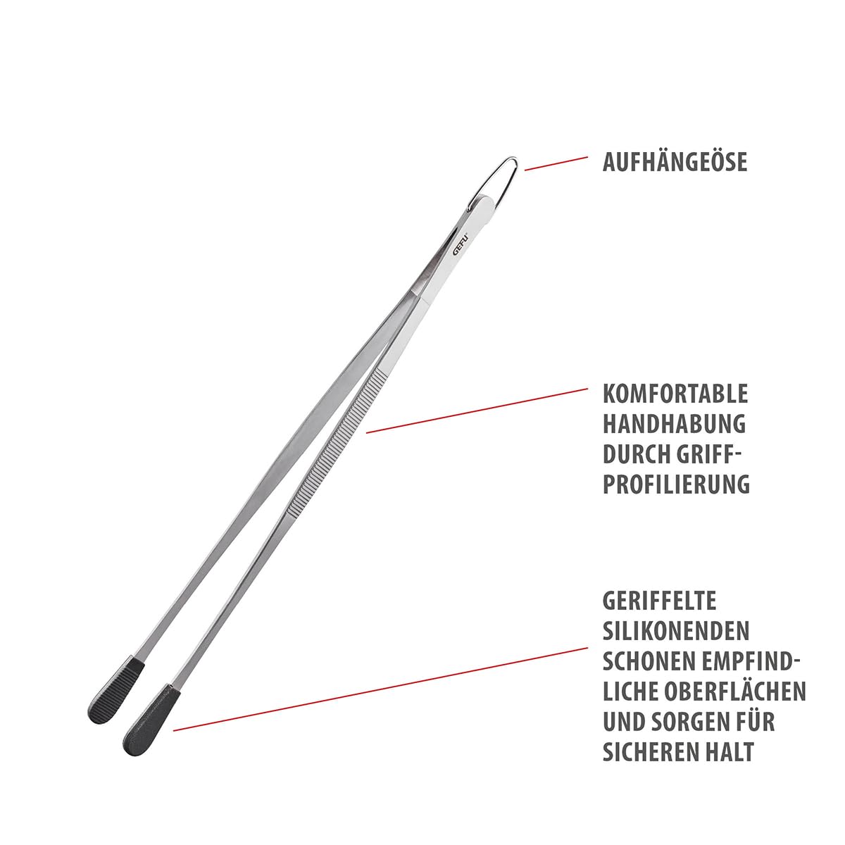 gefu-k-chenpinzette-pinola-35-cm-edelstahl-mit-silikonenden-hitzebest-ndig-bis-2 image 5