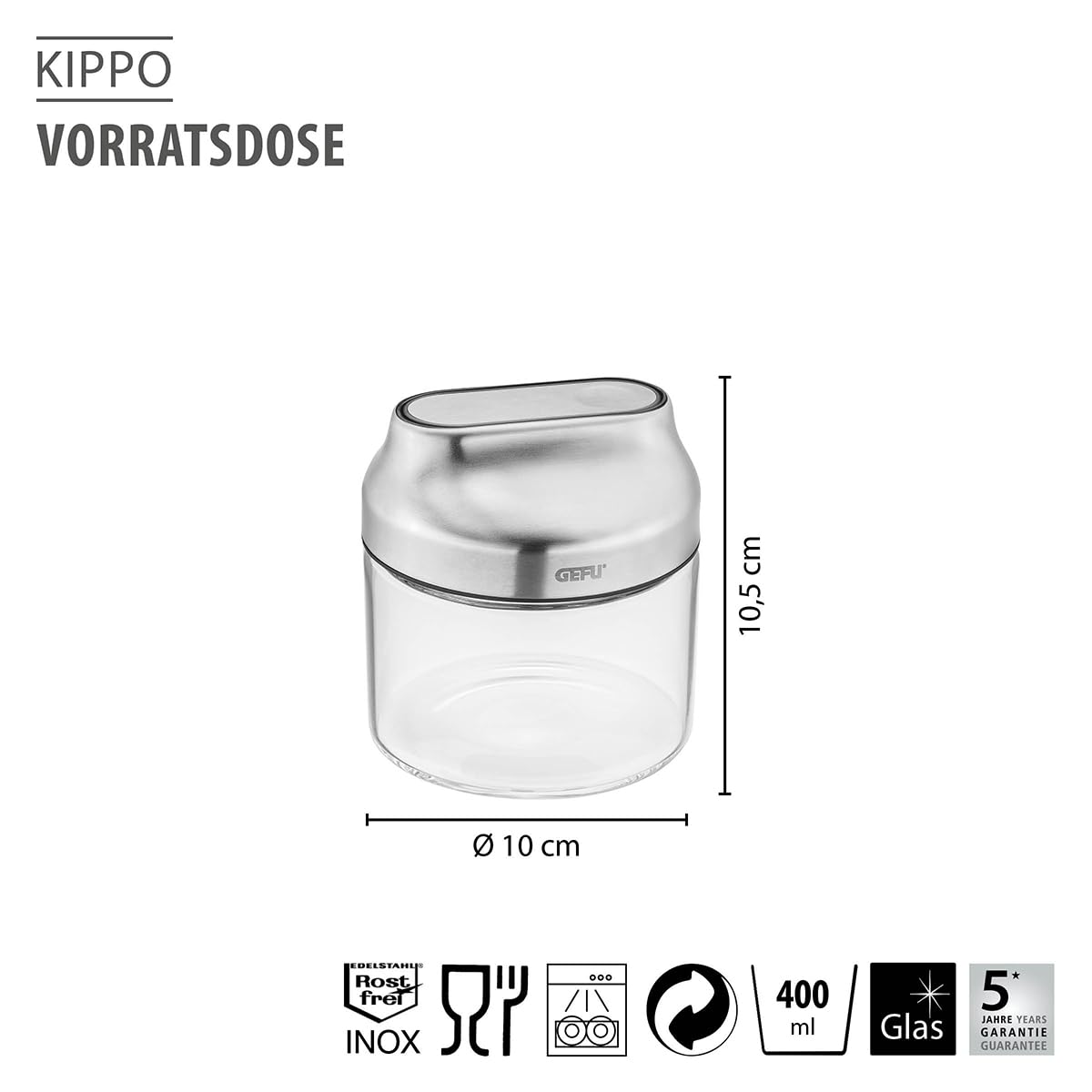 gefu-vorratsdose-kippo-400-ml-borosilikatglas-mit-kippdeckel-aromaschutz-luftdic image 2