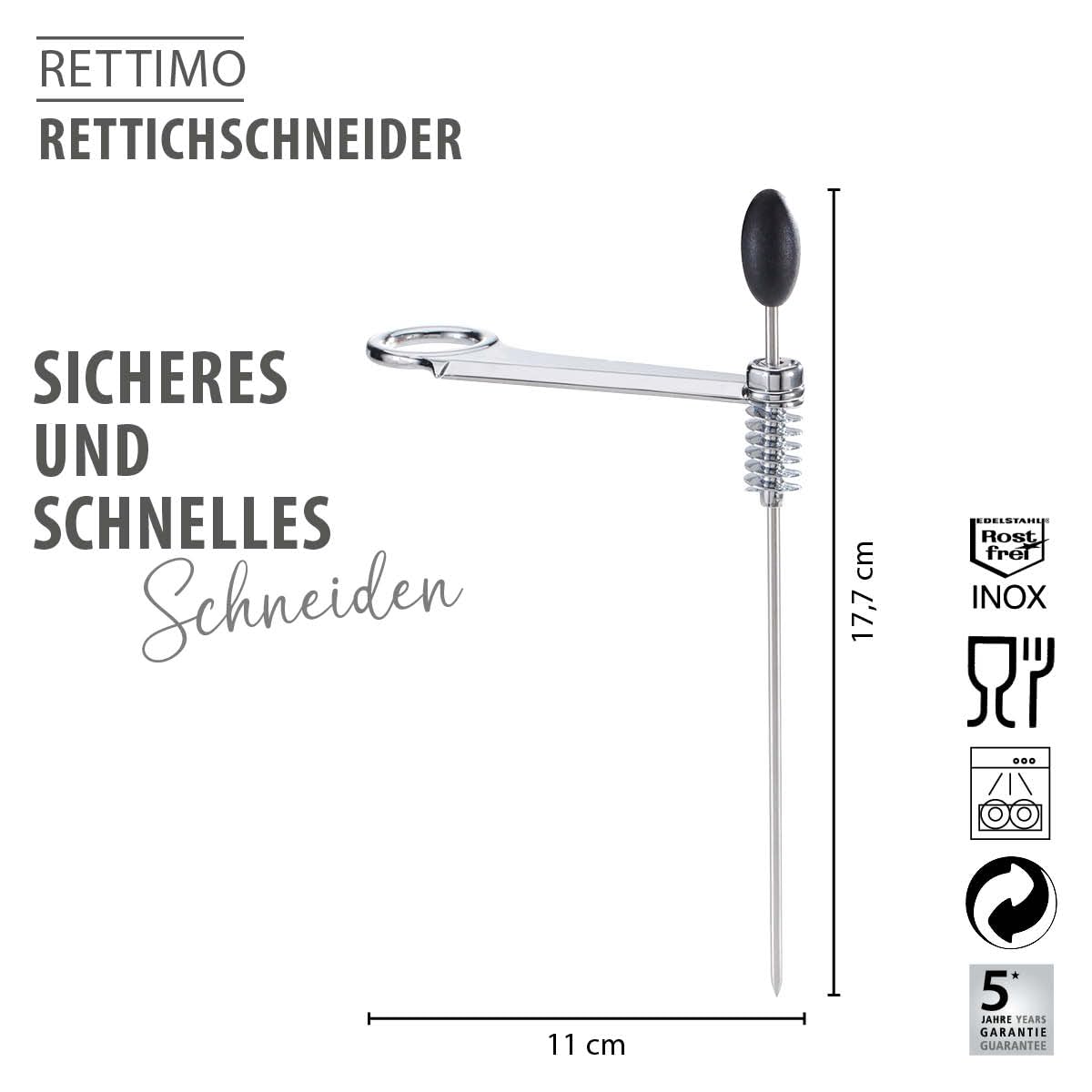 gefu-rettimo-rettichschneider-spiralschneider-aus-rostfreiem-edelstahl-mit-lange image 2