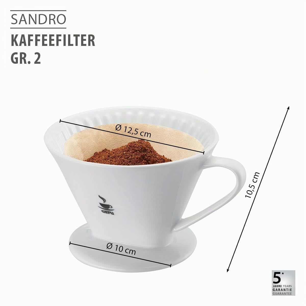 gefu-sandro-porzellan-kaffeefilter-gr-2-tassenfilter-f-r-handbr-hkaffee-mit-stan image 3