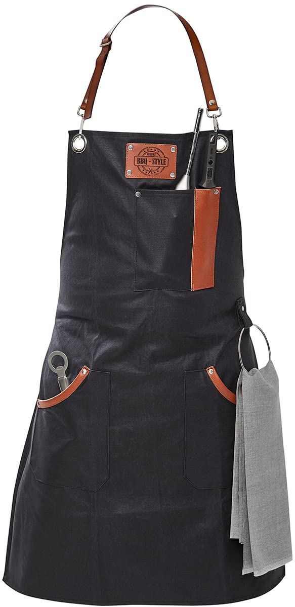 gefu-grillsch-rze-bbq-aus-gewachster-baumwolle-mit-echtleder-details-handtuch-se image 1