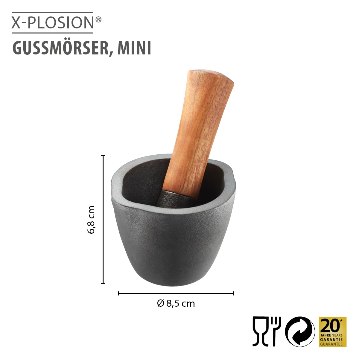 gefu-x-plosion-mini-gusseisen-m-rser-mit-akazienholzst-el-kompakte-gr-e-mit-dosi image 2
