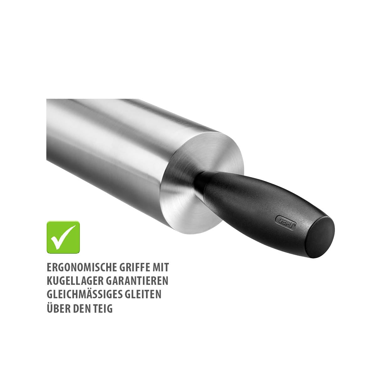 gefu-rotolo-teigroller-mit-kugellager-edelstahlrolle-7-cm-46-cm-f-r-pl-tzchen-pi image 3