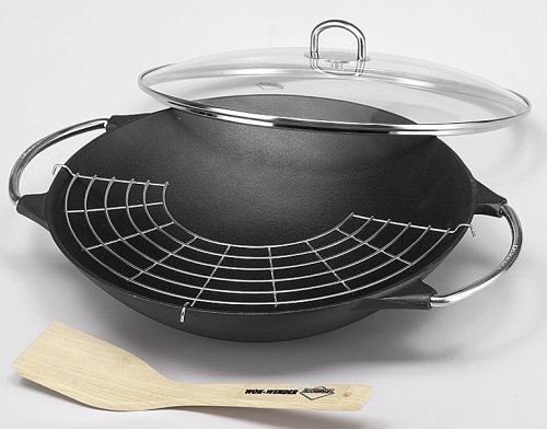 k-chenprofi-wok-set-provence-aluguss-wok-36-cm-mit-glasdeckel-wok-wender-abtropf image 3
