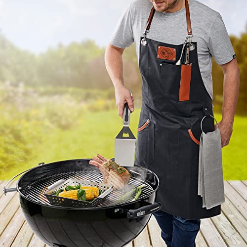gefu-grillsch-rze-bbq-aus-gewachster-baumwolle-mit-echtleder-details-handtuch-se image 4