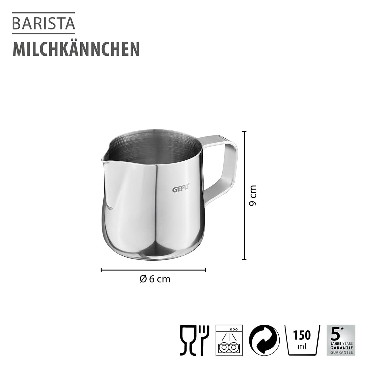 gefu-barista-milchk-nnchen-150-ml-edelstahl-milchkanne-mit-skala-und-feiner-ausg image 2