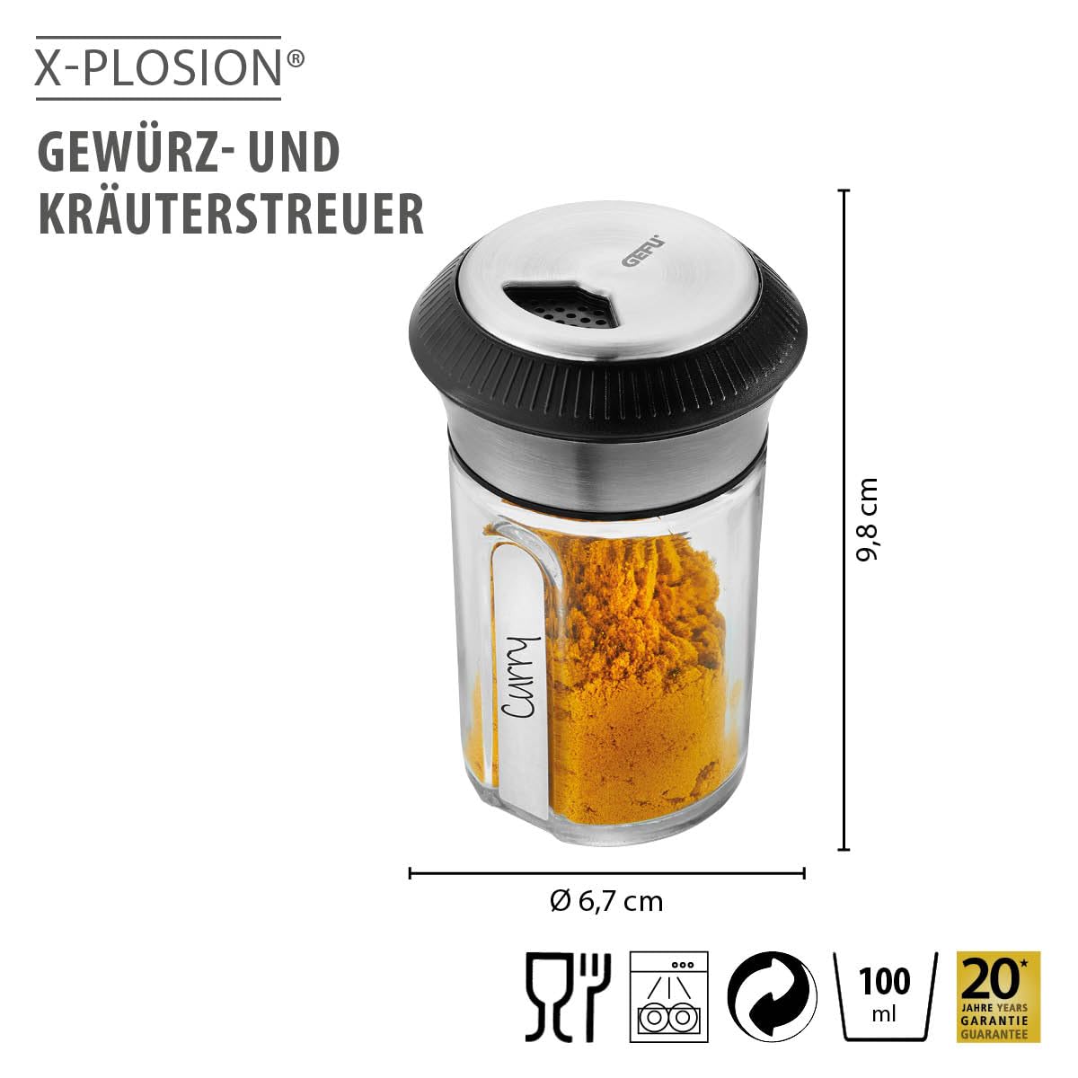 gefu-x-plosion-kr-uter-gew-rzstreuer-glas-korpus-mit-edelstahldeckel-grob-fein-s image 2
