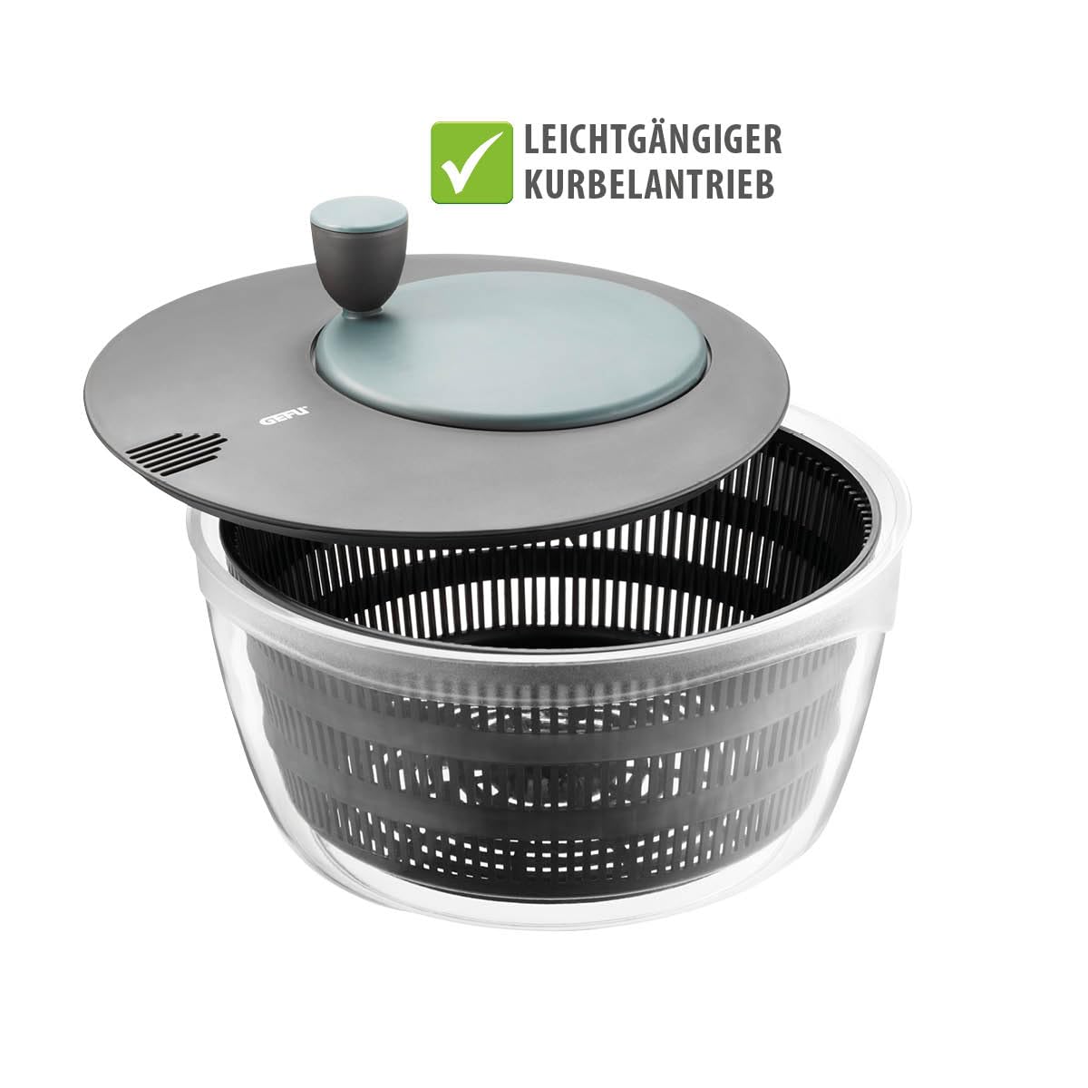 gefu-salatschleuder-4l-mit-frischhaltedeckel-siebeinsatz-kurbelantrieb-4-in-1-sc image 4
