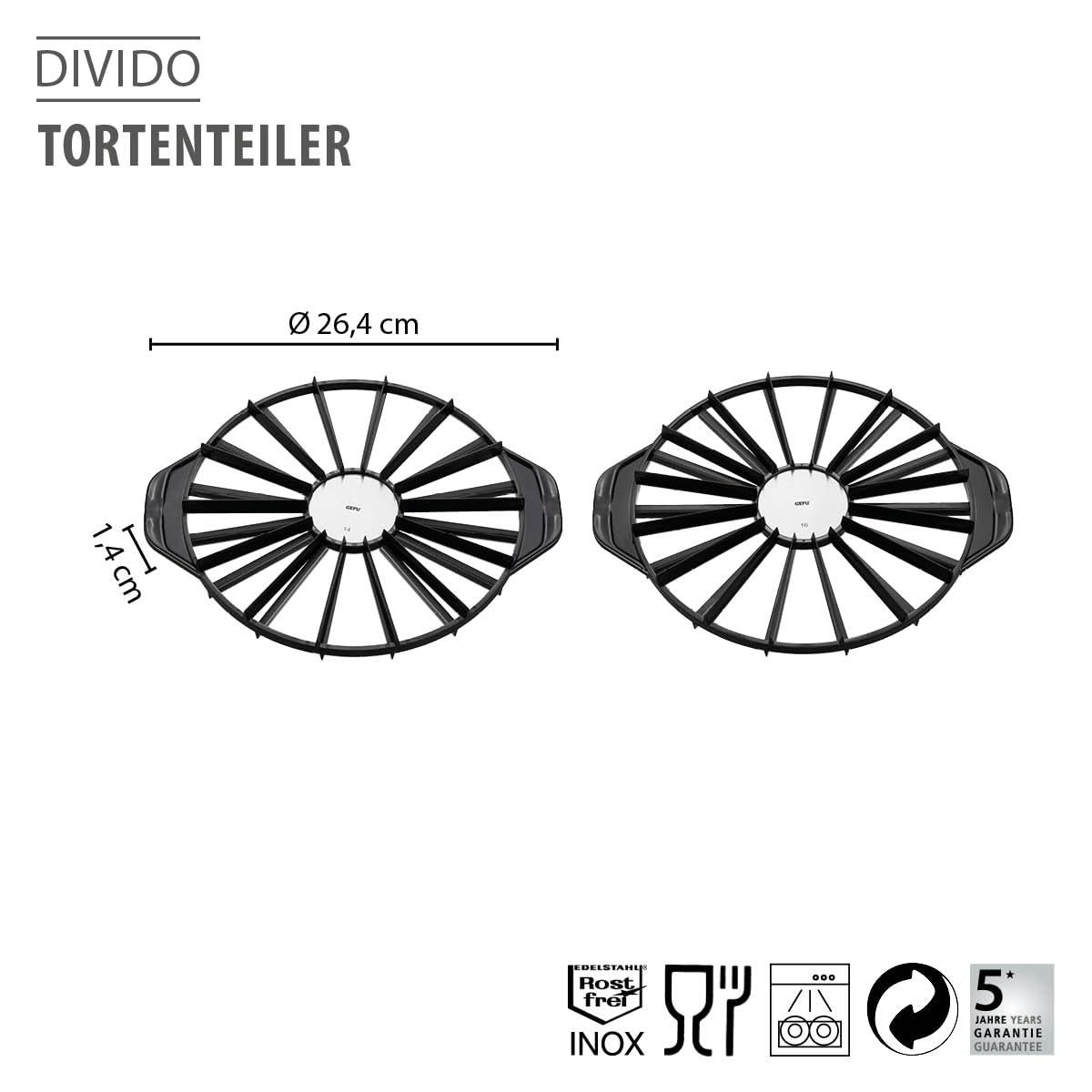 gefu-divido-tortenteiler-edelstahl-kunststoff-26-5-cm-f-r-14-oder-16-st-cke image 2
