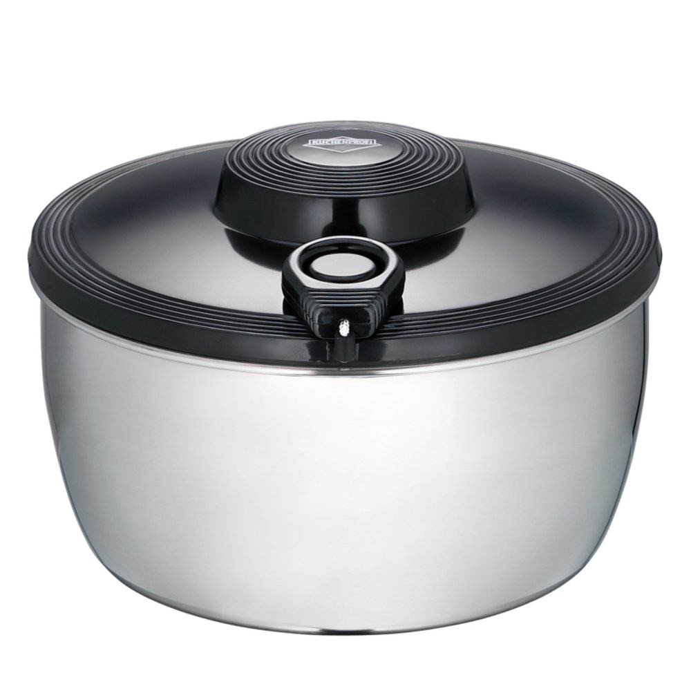 k-chenprofi-salatschleuder-edelstahl-schwarz-mit-seilzug-design-ralph-kr-mer image 1