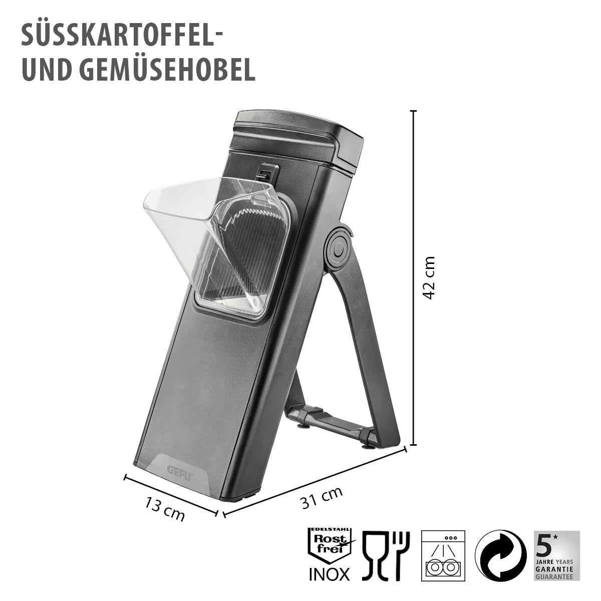 gefu-all-in-one-gem-sehobel-mit-verstellbaren-klingen-auffangbeh-lter-und-saugna image 2