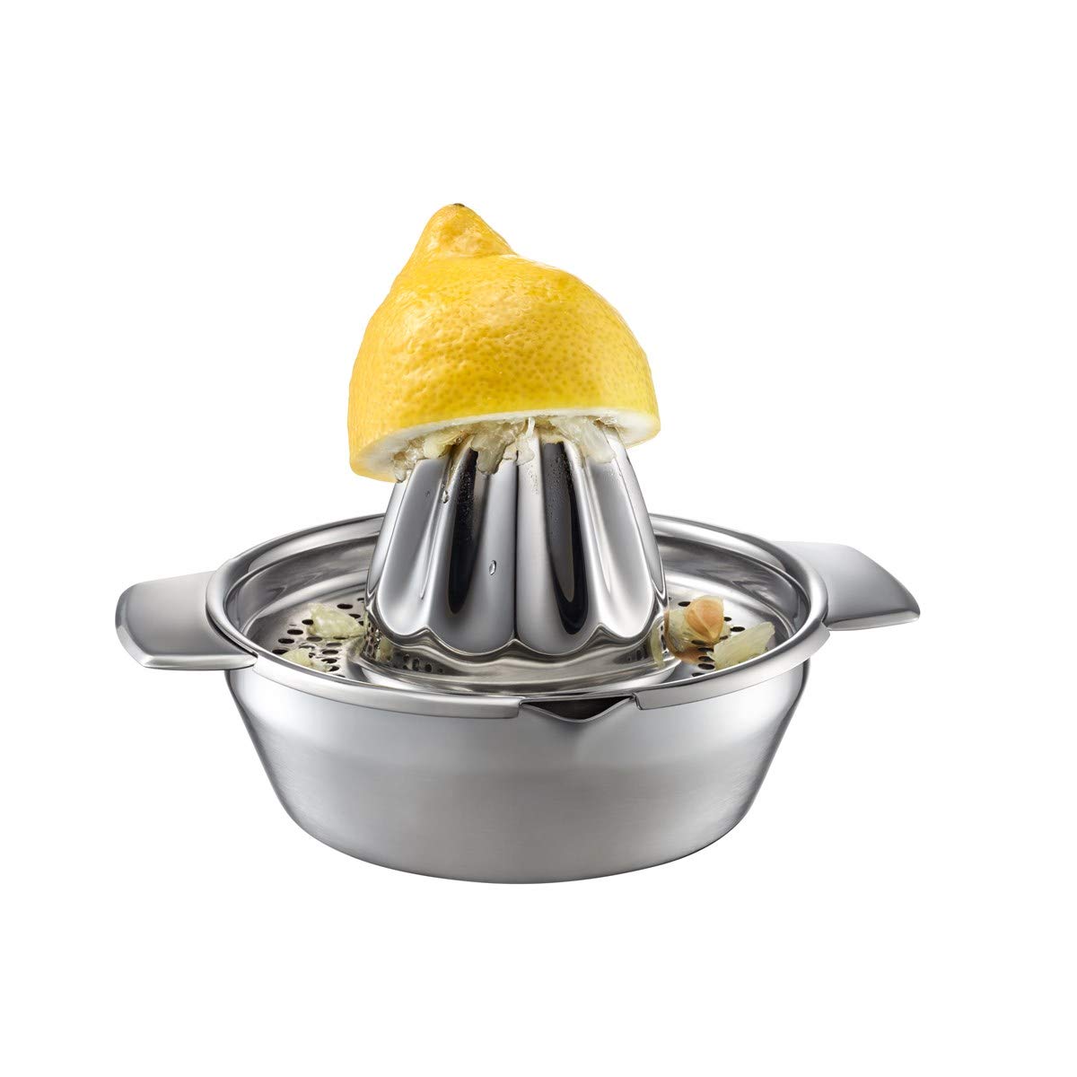 gefu-zitronenpresse-lemon-manuelle-2-teilige-edelstahl-saftpresse-mit-saftsieb-u image 1
