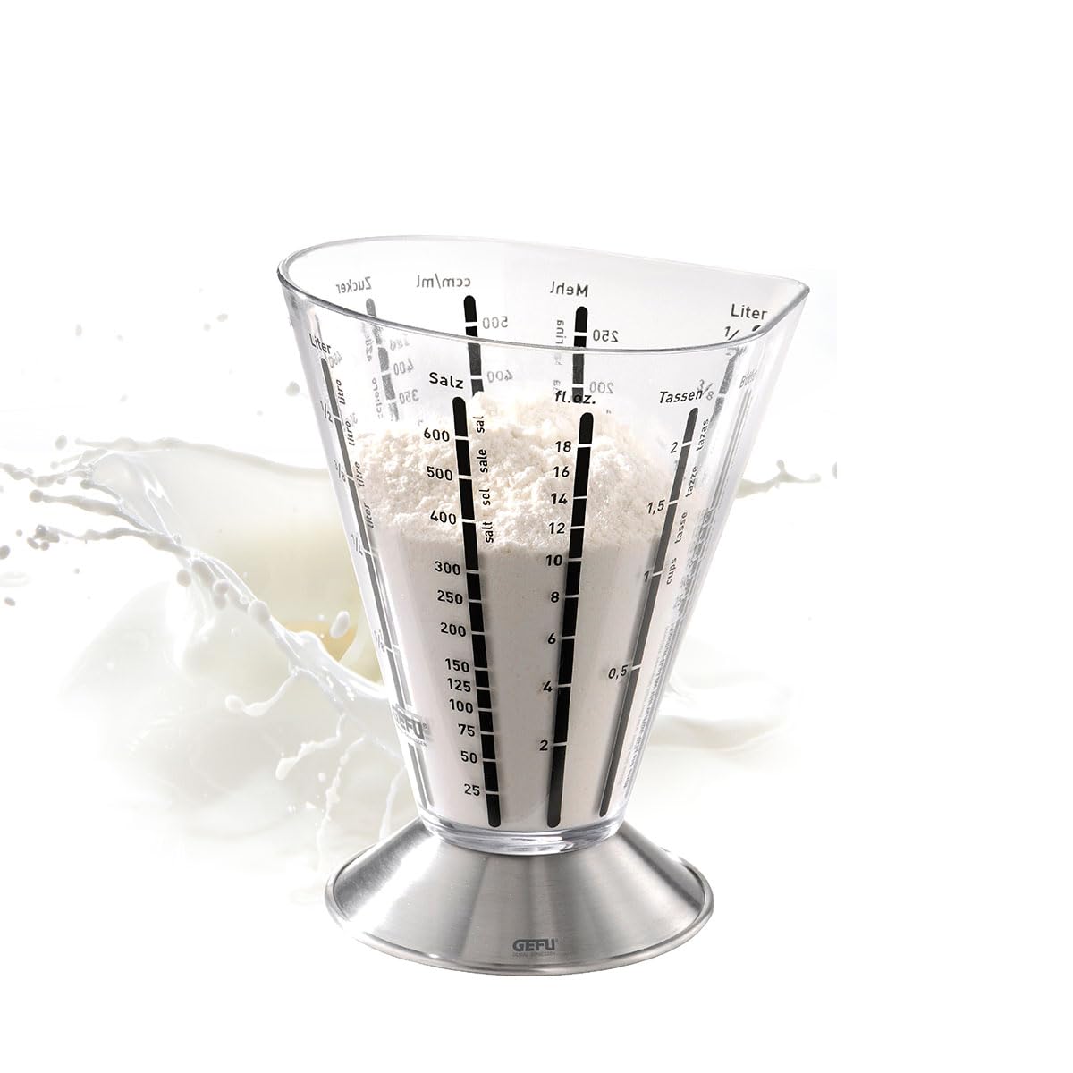 gefu-saturas-messbecher-500-ml-edelstahl-messbecher-mit-6-einheiten-butter-wasse image 1