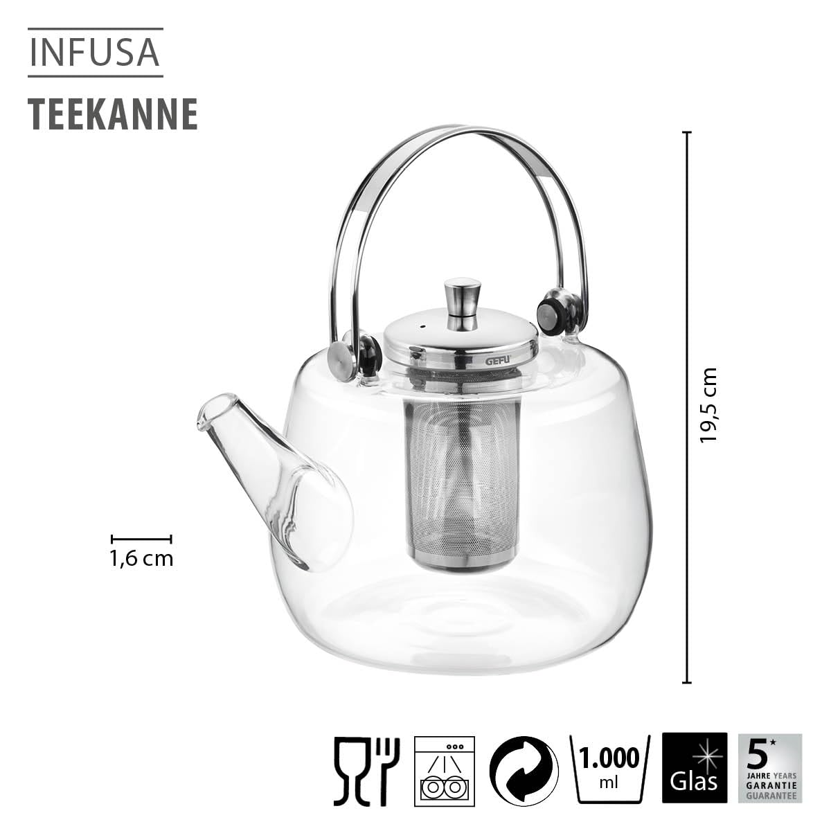 gefu-teekanne-infusa-1000-ml-glasteekanne-aus-borosilikatglas-mit-edelstahlfilte image 2