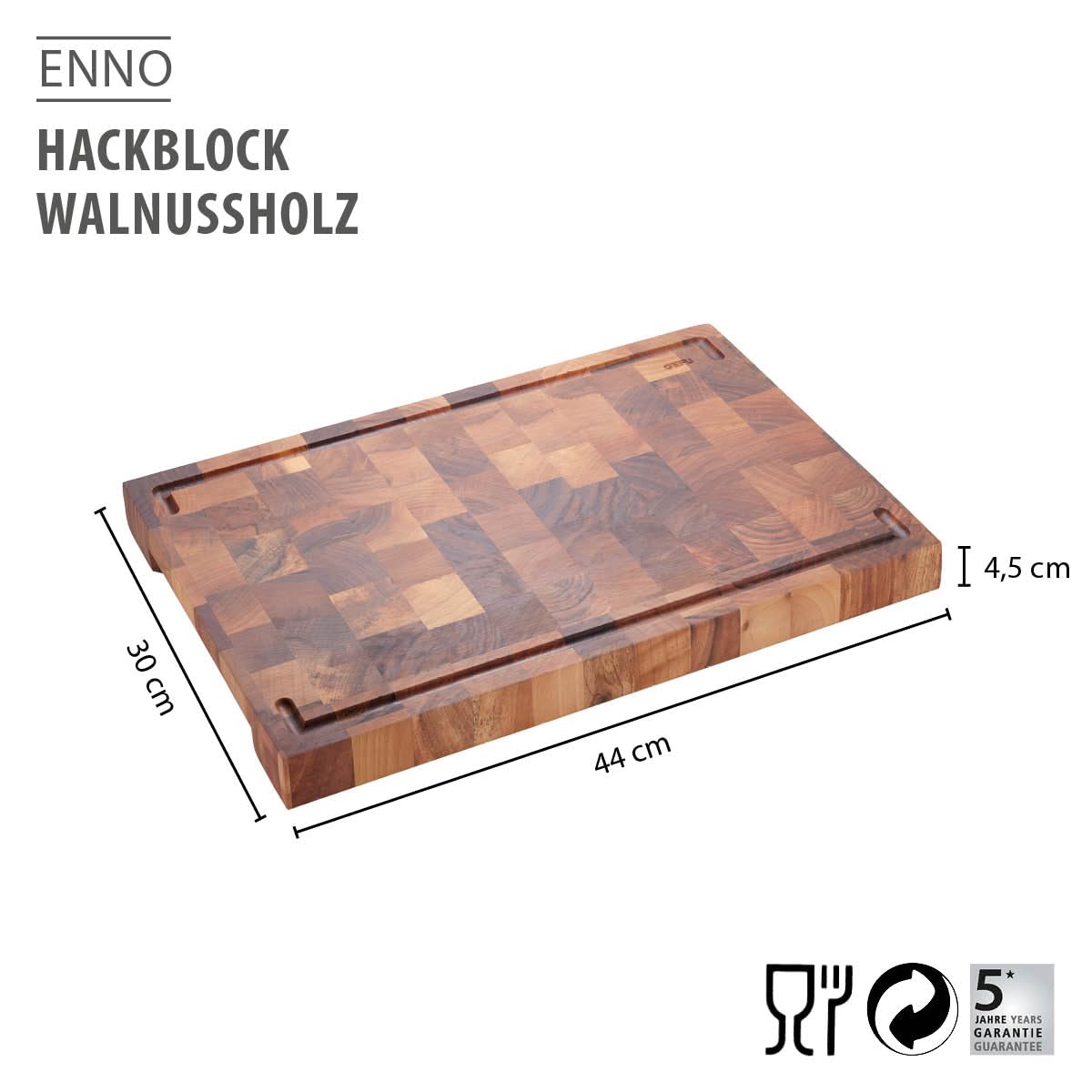 gefu-hackblock-enno-walnussholz-schneidebrett-4-cm-stirnholz-mit-saftrille-rutsc image 2