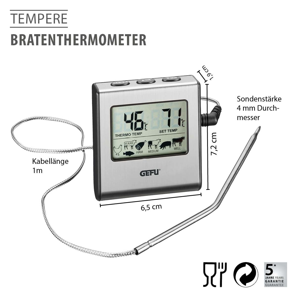gefu-tempere-digitales-fleischthermometer-mit-timer-alarm-bratenthermometer-bis- image 2