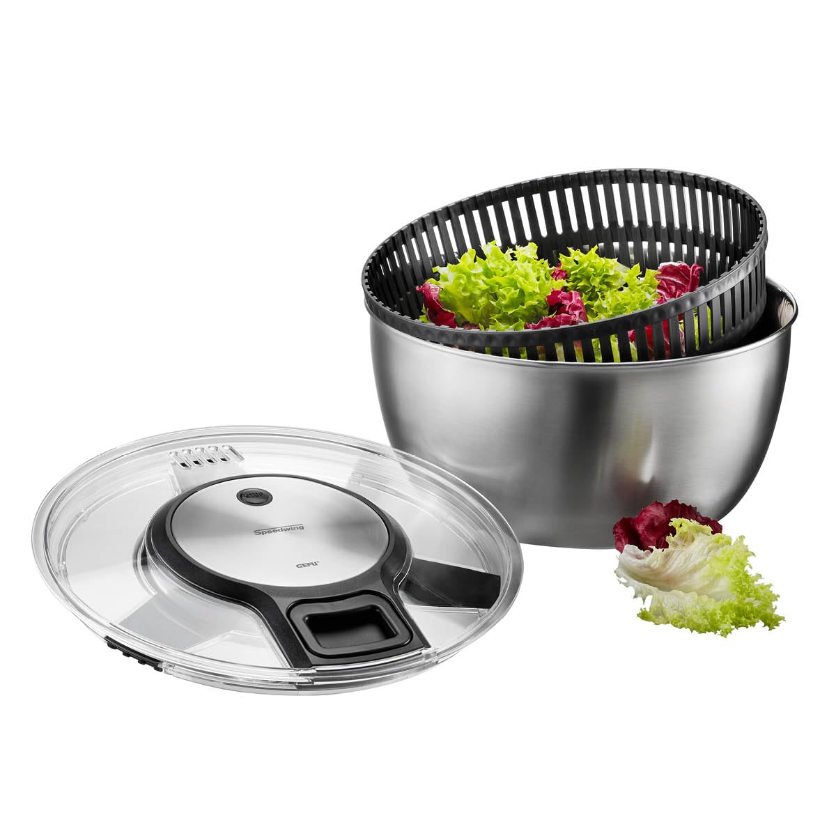 gefu-speedwing-salatschleuder-mit-seilzugantrieb-5-l-edelstahl-salat-trockner-se image 1