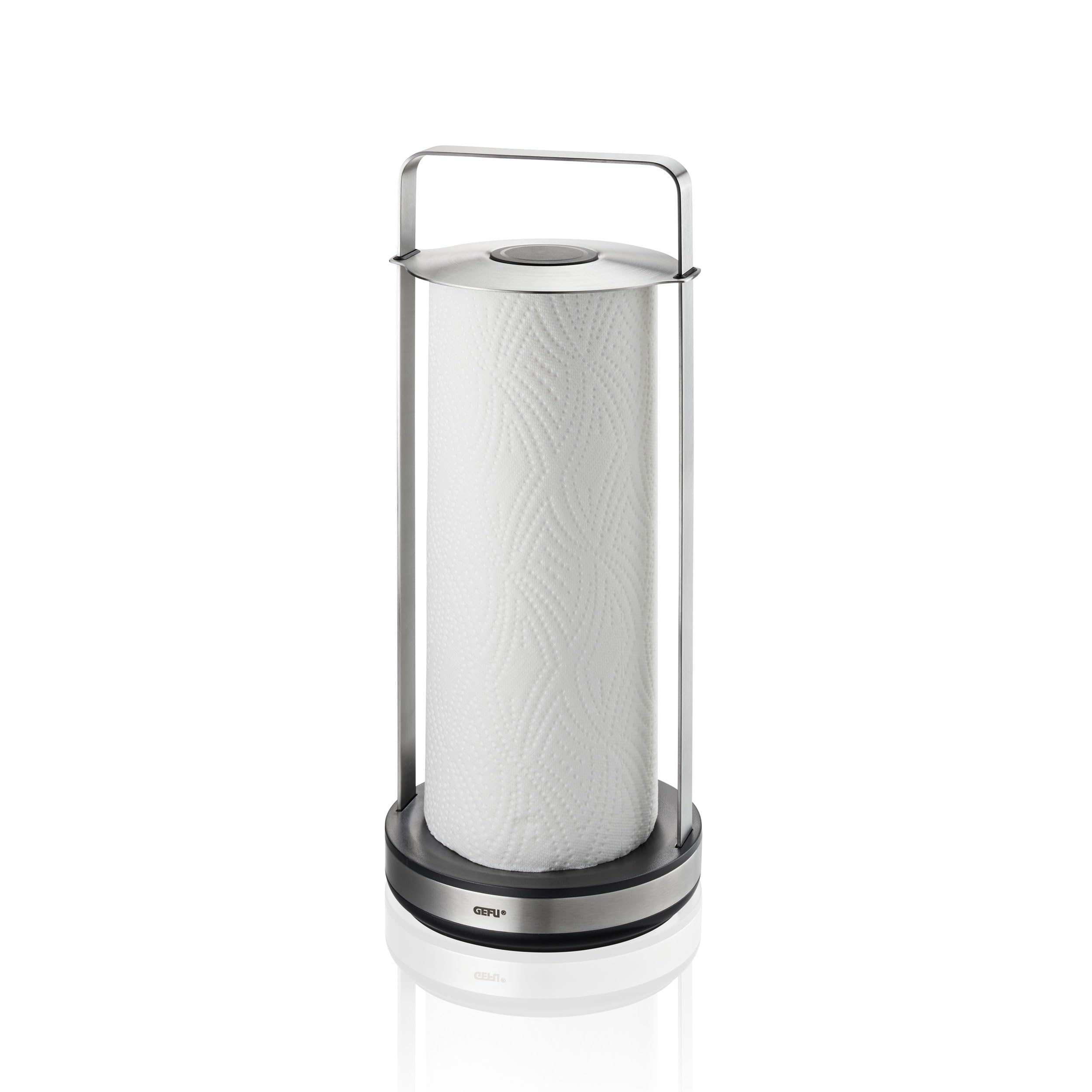 gefu-smartline-k-chenrollenhalter-edelstahl-mit-einhand-abrei-en-gewichtsbasis-r image 1