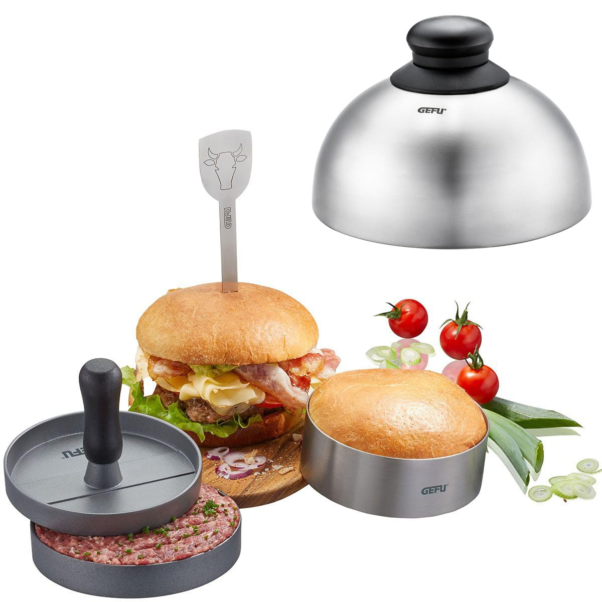gefu-barbecue-burger-set-4-teilig-burgerpresse-burger-ring-burger-spie-und-burge image 1