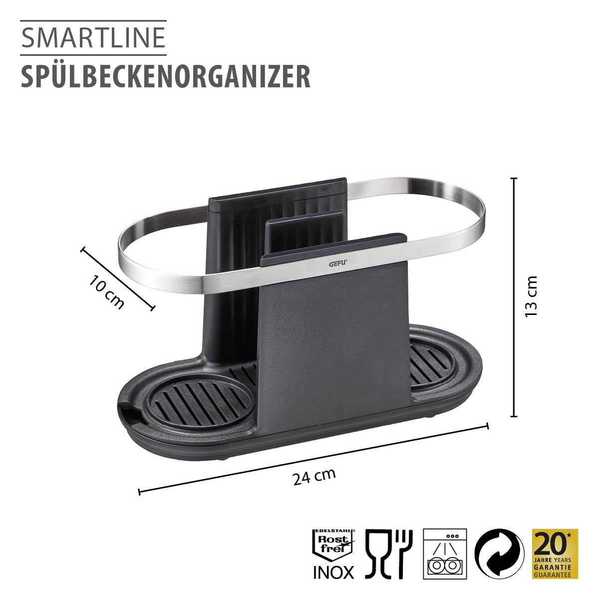 gefu-smartline-k-chen-organizer-aus-edelstahl-sp-lbecken-ordnungssystem-mit-abtr image 2