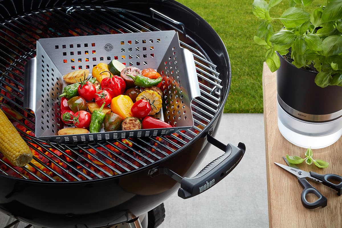 gefu-grillschale-bbq-gro-wiederverwendbare-edelstahl-grillschale-mit-griffen-und image 2