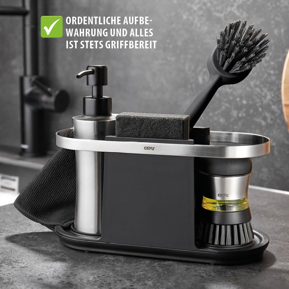 gefu-smartline-k-chen-organizer-aus-edelstahl-sp-lbecken-ordnungssystem-mit-abtr image 3