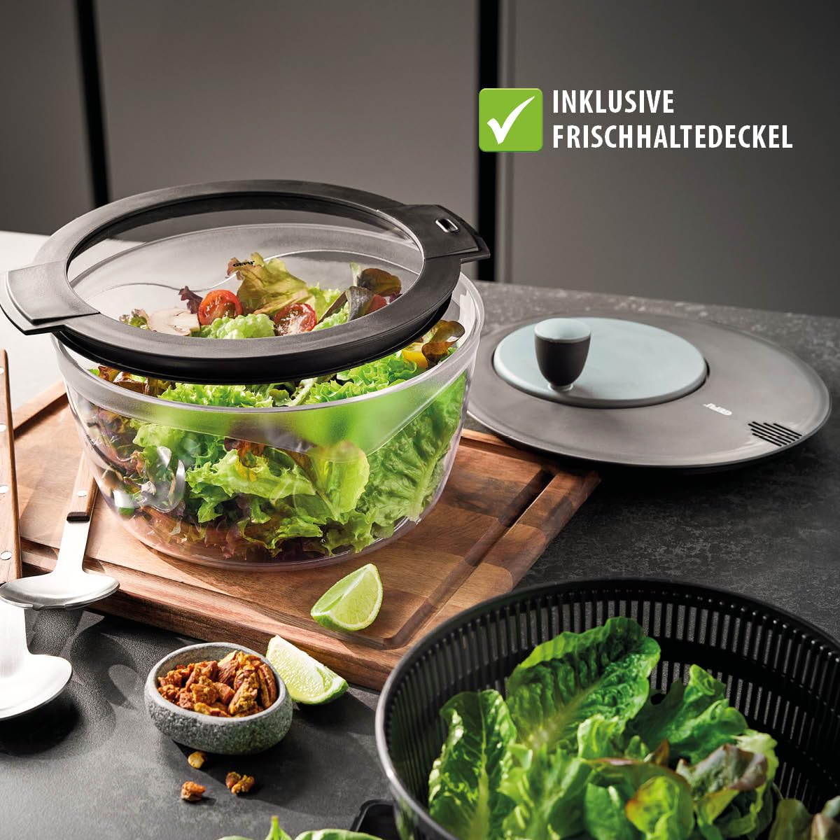 gefu-salatschleuder-4l-mit-frischhaltedeckel-siebeinsatz-kurbelantrieb-4-in-1-sc image 3