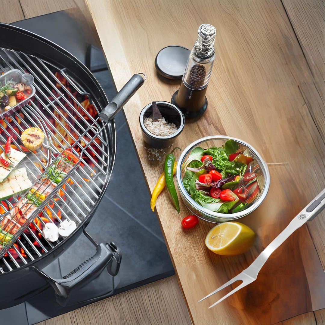 gefu-bbq-grillgabel-edelstahl-45-5-cm-schwarz-silber-ergonomischer-griff-mit-auf image 2